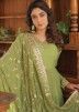 Green Embroidered Readymade Georgette Tiered Style Anarkali Suit