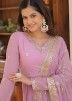 Lavender Embroidered Readymade Tiered Anarkali & Dupatta