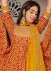 Orange Digital Printed Readymade Cotton Anarkali Suit