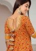 Orange Digital Printed Readymade Cotton Anarkali Suit