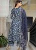 Readymade Digital Printed Cotton Anarkali Suit In Blue