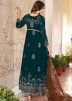 Teal Green Georgette Suit In Thread Embroidery