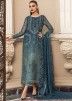 Shaded Blue Embroidered Organza Pakistani Pant Suit