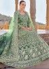 Green Embroidered Net Anarkali Suit Set