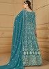 Blue Georgette Anarkali Suit In Thread Embroidery