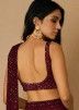 Magenta Sequins Embellished Saree