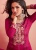 Pink Thread Embroidered Silk Pant Suit 