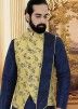 Yellow Woven Readymade Asymmetric Nehru Jacket