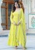 Fluorescent Green Anarkali Suit With Embroidered Dupatta