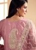 Pink Thread Embroidered Organza Pant Suit