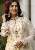 Cream Floral Printed Anarkali Suit Set