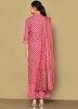 Pink Readymade Cotton Anarkali Suit In Print