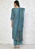 Blue Readymade Digital Printed Cotton Anarkali Suit Set