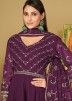 Purple Embroidered Anarkali Suit Set