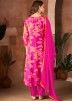 Pink Printed Anarkali Suit Set