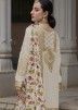 White Readymade Embroidered Sharara Suit In Chiffon