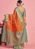 Orange Zari Woven Saree In Kanjivaram Silk