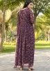 Purple Floral Printed Anarkali Suit Set