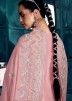 Pink Embroidered Suit Set In Art Silk