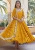 Yellow Embroidered Anarkali Suit Set