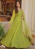 Green Readymade Anarkali Suit & Embroidered Dupatta