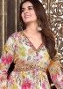 Cream Floral Printed Readymade Pant Suit Set