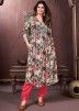 Green Floral Printed Readymade Pant Suit Set