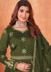 Green Embroidered Anarkali Suit In Art Silk