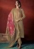 Light Brown Embroidered Pant Suit Set