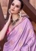 Purple Satin Saree In Zari Woven