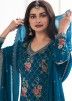 Prachi Desai Teal Blue Floral Printed Sharara Suit