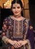Readymade Art Silk Embroidered Sharara Suit In Purple