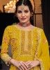 Yellow Embroidered Readymade Art Silk Sharara Suit