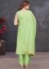 Green Embroidered Readymade Pant Suit Set