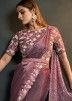 Mauve Pink Pre-Stitched Satin Saree