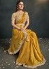 Yellow Pre-Stitched Saree With Embellished Border