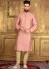 Traditional Indian Men Clothing: Buy Readymade Light Pink Brocade Kurta Pajama Online