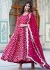 Pink Readymade Embroidered Anarkali Suit With Dupatta