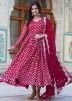Pink Readymade Embroidered Anarkali Suit With Dupatta