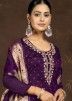 Straight Cut Art Silk Embroidered Pant Suit In Purple
