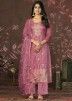 Embroidered Organza Pant Suit In Pink