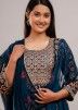 Teal Blue Readymade Embroidered Anarkali Suit