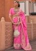 Pink Floral Print Saree & Blouse