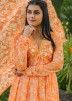 Readymade Orange Floral Printed Anarkali Suit
