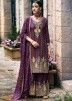 Purple Embroidered Palazzo Suit Set