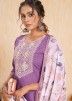 Readymade Embroidered Viscose Pant Suit In Purple