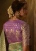 Green Zari Woven Saree in Art Silk