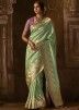 Green Zari Woven Saree in Art Silk