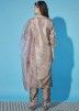 Brown Readymade Embroidered Art Silk Pant Suit