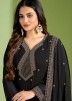 Black Embroidered Suit Set In Georgette